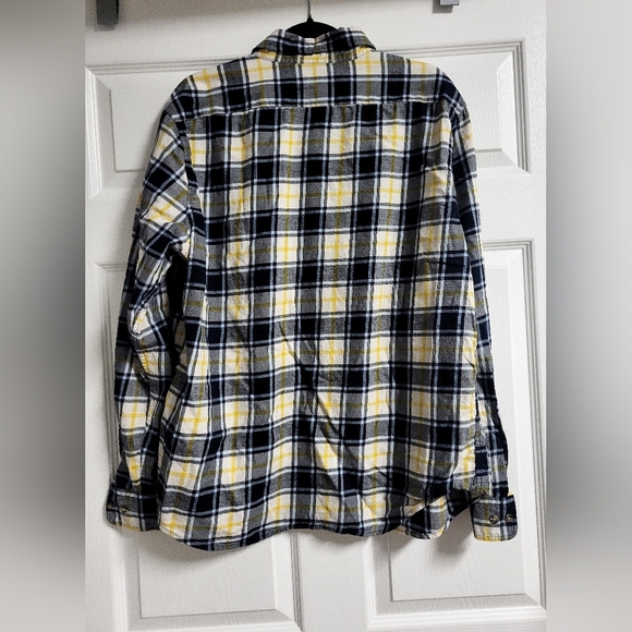 Banana Republic-Mens-Blue and Yellow Plaid Light Flannel Button Up Shirt-Size XL - Picture 4 of 4